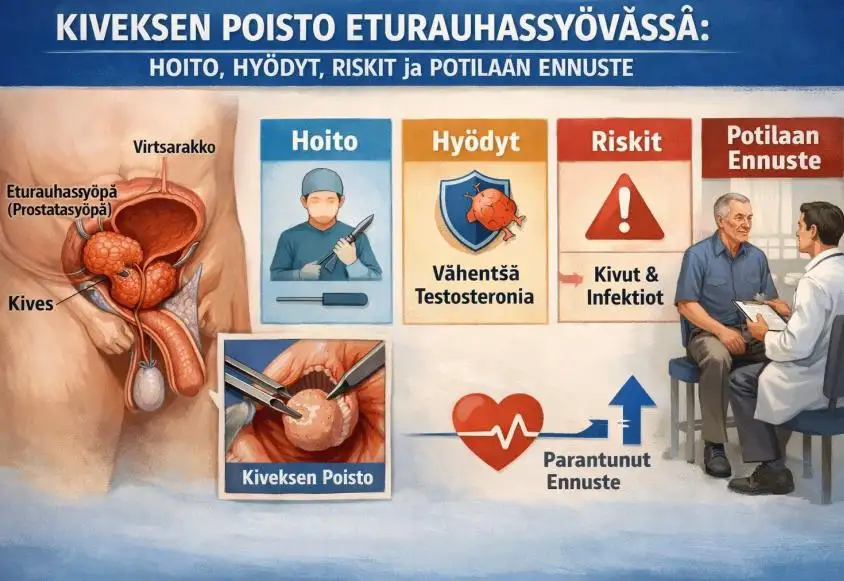 Kiveksen Poisto Eturauhassyövässä: Hoito, Hyödyt, Riskit ja Potilaan Ennuste