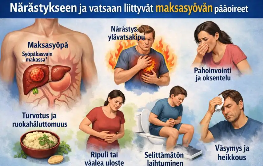 Närästykseen ja vatsaan liittyvät maksasyövän pääoireet – Tunnistaminen, syyt ja hoitomahdollisuudet