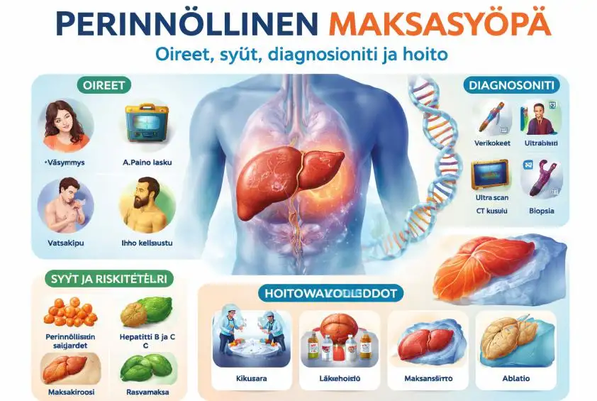 Perinnöllinen maksasyöpä: Oireet, syyt, diagnosointi ja hoitomahdollisuudet