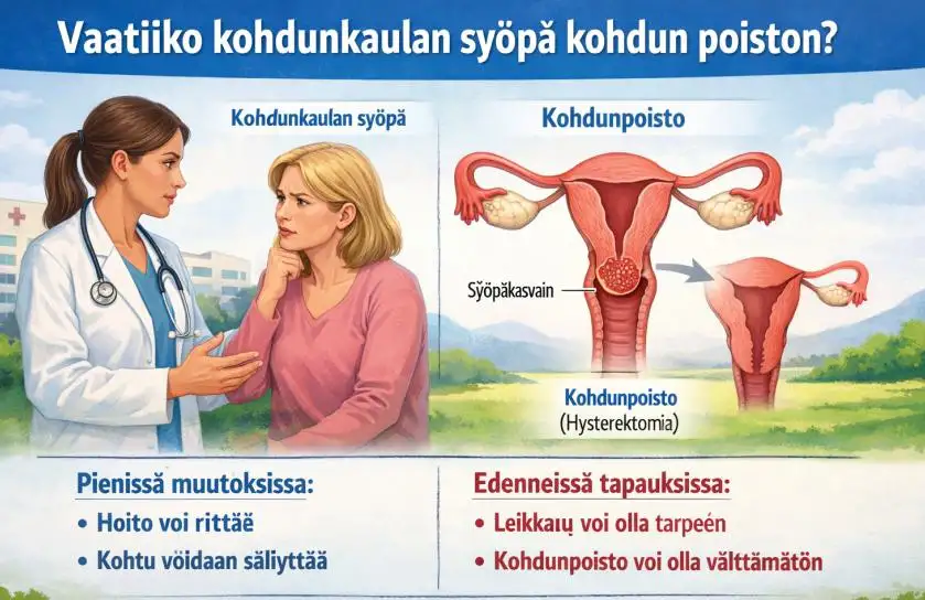 Vaatiiko kohdunkaulan syöpä kohdun poiston? Hoitovaihtoehdot, ennuste ja tärkeät faktat