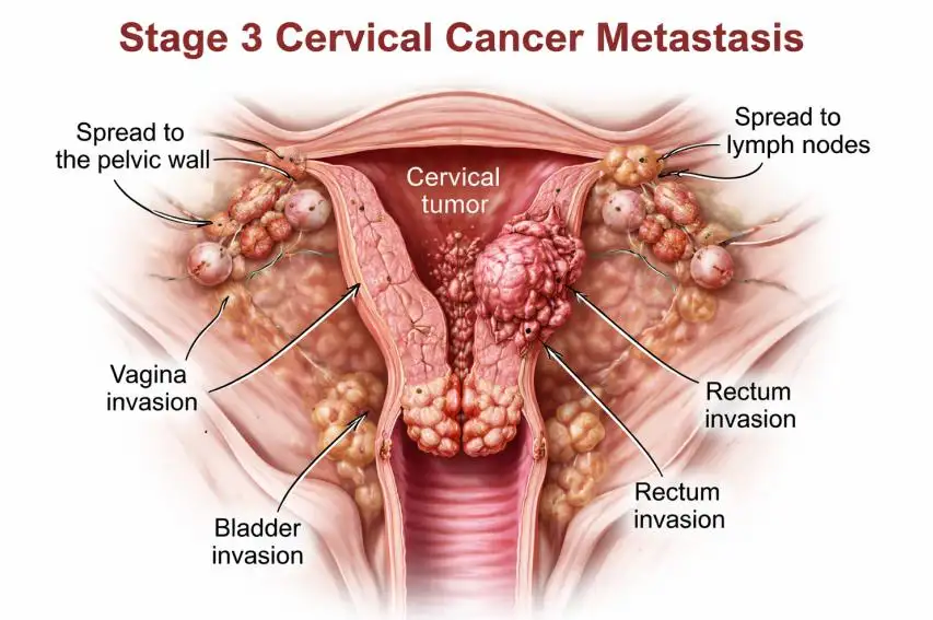 Vaiheen 3 kohdunkaulan syövän etäpesäkkeet: Oireet, hoito ja ennuste