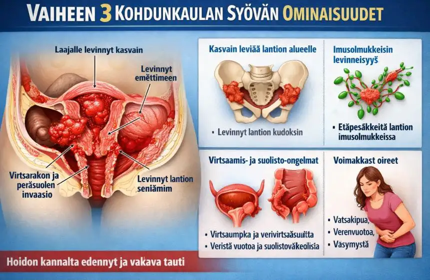 Vaiheen 3 kohdunkaulan syövän ominaisuudet: oireet, diagnosointi ja hoitomahdollisuudet