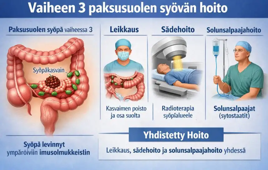 Vaiheen 3 paksusuolen syövän hoito – kattava opas oireista nykyaikaisiin hoitomenetelmiin